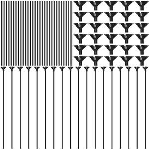 50 Pieces Plastic Balloon Sticks 13 inch Reusable Balloon Holder and Cup for Birthday Graduation Prom Wedding Anniversary Party Decoration Supplies (Black)