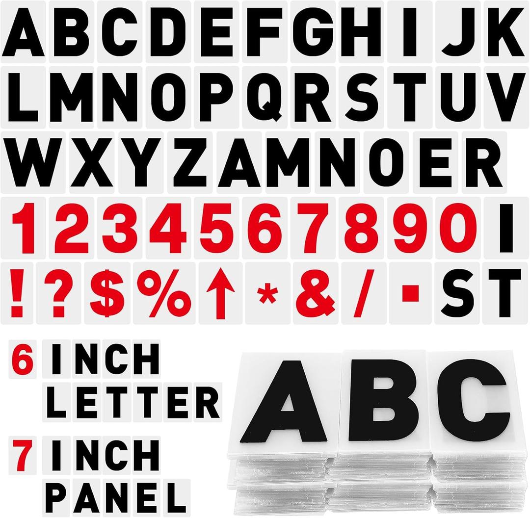 Leinuosen 300 Pcs Sign Letter Printed on Marquee Flexible Outdoor Black Portable Sign Board Plastic Changeable Letters and Numbers Punctuation Acrylic Numbers