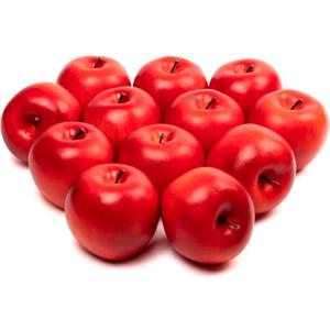 12Pcs Artificial Apples, Fake Fruit Faux Apples for Home Kitchen Table Fruit Bowl Decor, Holiday Decorations, Photography Props (Red)