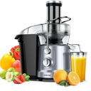 Acezoe Juicer Machines, Centrifugal Juicer Exactor for Fruits and Vegetables, 1300W Power Juicers, Extractor de jugos y vegetales with 3”Feed Chute, High Juice Yield, Easy to Clean&BPA Free-Silver