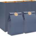 Whaline 24Pcs Dusty Blue Party Favor Bags Kraft Paper Gift Bags with Stickers Goodie Candy Treat Bag for Wedding Baby Shower Birthday Party Gift Wrap Supplies