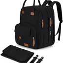 Qualyphant Extra Large Diaper Bag Backpack for Two Kids Twins - Expandable Baby Bag (26-36L), Dual Big Compartments - Includes Changing Pad & Stroller Straps, Unisex Black