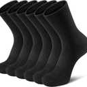 Airacker Athletic Socks Sport Running Calf Socks Performance Cushioned Breathable Crew Socks for Men Women(6 Pairs) (9-12, Pure Black)