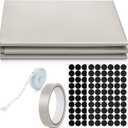Faraday Fabric 59" W x 118" L with 236" L Tape Measure Wide Sheet Rf Shielding Cloth Kit with 40 Hook Loop Dots for DIY Faraday Cage Window Panel Rfid Cabinet Router Cover Emf Signal Blocking Projects