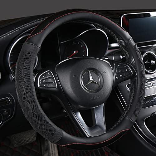 Faux Leather Steering Wheel Covers for Men Women,Universal 15 Inch Anti-Slip Odorless Car Wheel Protector (Standard Size[14 1/2''-15''], Black)