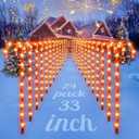 COOLWUFAN 24 Pack Chrismas Candy Cane Lights, 33'' Light Up Candy Cane Chrismas Decoration Outdoor Yard, Waterproof Xmas Outside Decor Pathway Lights