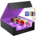 MIND&ACTION Trading Card Storage Box, 3200+ MTG Deck Box with 12 Colorful Dividers & 8 Card Supporters, Commander Card Deck Case Fits for Magic Game Cards/ YugiOh/ TCG/ PTG/ Sport Cards (Black Purple)