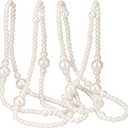 Yalikop 11.8 ft Beige Faux Pearl Beads Garland for Tree Pearl Decoration for Party Large Garland Strand Chain Wedding Decoration for Mantel Fireplace Stairs Wedding Centerpieces Party Favor