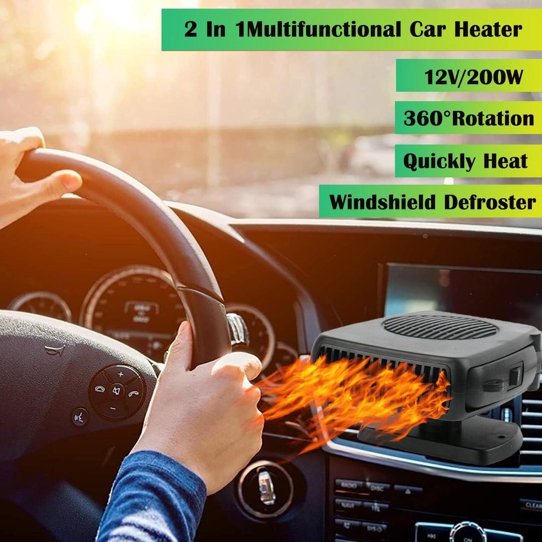 Car Heater, 200W 2 in 1 Portable Car Heater Fast Heating Quickly Defrost Defogger Demister Heat Cooling Fan Auto Dryer Windshield Defroster Plug in Cigarette Lighter(12V)