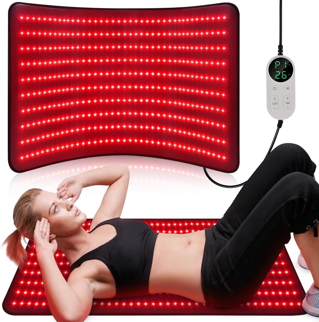 Pedete Red Light Therapy Mat for Body, 39''x24'' Large Infrared Light Therapy Pad with Timer, Birthday Mothers Day Gifts for Women Men, 660nm&850nm for Back Shoulder Joint Full Body with Storage Bag