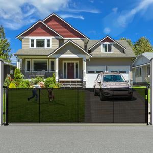120" Retractable Baby Gate Extra Wide, 41" Tall Retractable Dog Gate for Stairs, Doorways, Decks, Mesh Gate Long Child Gate Pet Gate for Indoor, Outdoor, with Reinforced Mesh Rods, Dual Locks (Black)