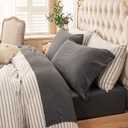 PURE ERA Jersey Knit 4pc Bed Sheet Set 100% TShirt Heather Cotton Super Soft Comfy Breathable Fits Mattress Up to 20" Extra Deep Pocket (Charcoal Dark Grey,Full)