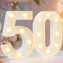 Pooqla 50th Birthday Decorations for Women Men, Light Up Numbers 50 for Party Table Backdrop Wall Decors, 50th Birthday Gift for Her Him, Marquee Number for Wedding Anniversary Decorations