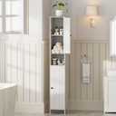 Homleke Tall Bathroom Storage Cabinet with 2 Doors, 67"H Narrow Storage Cabinet with Adjustable Shelves& Anti-Tip Design, Reversible Door Installation, Easy Assembly, Size: 11.8"W