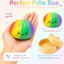 Rainbow Dumpling Fidget Toy with Steamer Box, Colorful Dumpling Stress Ball for Anxiety, Fun Surprise Baozi Bun Squishy Stress Relief Toys, Crazy Soft Dumpling Squeeze Toy for Kids and Adults Gifts