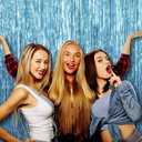 Twinkle Star 4 Pack Photo Booth Backdrop 3FT x 8FT Metallic Tinsel Foil Fringe Curtains Environmental Background Streamers for Birthday Wedding Party Christmas Decorations (Light Blue)