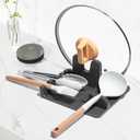 AUOON Silicone Utensil Rest and Pot lid holder with Drip Pad for Multiple Utensils,Dishwasher Safe,Heat-Resistant,BPA-Free Spoon Rest for Stove Top,Kitchen Utensil Holder for Ladle (Large, Gray)