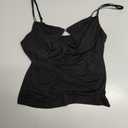Navneet Women Layered Bra Draped Cowl Neck Tank Top Spaghetti Strap Cut Out Ruched Going Out Crop Cami Top, Medium