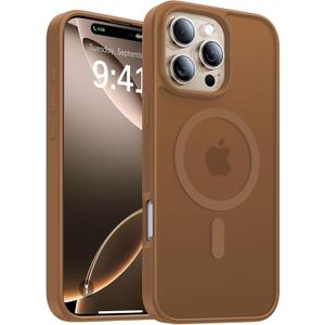 Magnetic for iPhone 16 Pro Case[Compatible with MagSafe][Military-Grade Drop Protection][Anti-Yellowing] Shockproof Protective Translucent Matte Cover for iPhone 16 Pro Phone Case,Brown