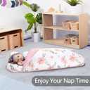 Primlect Thickened Toddler Nap Mat with Removable Pillow and Minky Blanket, Extra Large 55''x35'' Sleeping Bag, Washable, Roll up, Perfect for Daycare, Preschool, Kindergarten, Boys and Girls Flowers