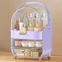 Makeup Organizer Countertop, Skincare Holder Bathroom Counter Organizer, Storage Box Cosmetic Display Cases, Teen Girl Gifts Make up Organizers for Vanity, Dresser (Purple)