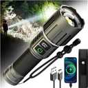 Victoper Rechargeable Flashlight, Titanium 5 Modes Zoomable Flash Light, Bright Real 1500 High Lumens Flashlights, LED Power Display Tactical Flash Lights Holster for Camping Hunting Essential Men
