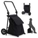 2-in-1 Foldable Grocery Cart with Seat, Portable Utility Cart & Hand Truck, 32.5 Gal Removable Waterproof Bag, Heavy Duty Collapsible Shopping Trolley, 132 lbs Capacity, Black