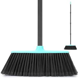 KeFanta Outdoor/Indoor Broom for Floors, 53" Long Handle Angle Broom for Sweeping Indoor Concrete Courtyard Garage Patio Home Kitchen Office Lobby