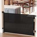 Cumbor Retractable Gates for Stairs, Mesh Dog Gate for The House, Wide Pet Gate 33" Tall, Extends to 55" Wide, Long Safety Gates for Doorways, Hallways, Cat Gate Indoor/Outdoor(Black)