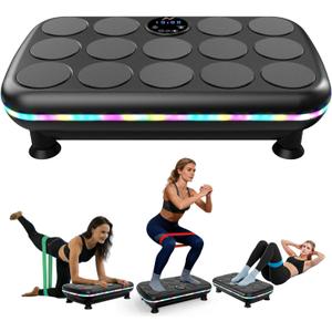 AXV Vibration Plate Fitness Platform Exercise Machine Vibrating Shaking Full Body Shaker Workout Vibrate Stand Shake Board Sport Gym for Weight Loss Fat Burner for Women Men (Pebble)