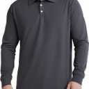 Men's Long Sleeve Polo Shirts for Men, Casual & Work Golf Polo Shirts with Split Hem,Stylish Collared Shirt (Large, Dark Grey)