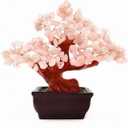 Colorsheng Feng Shui Quartz Crystal Money Tree Bonsai Style Decoration for Luck and Wealth (Pink)