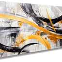 Art Modern Abstract Canvas Wall Art Gold and Orange Painting Prints Artwork Living Room Bedroom Framed Wall Home Decor (F, 8x16inch)