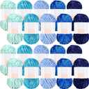Woanger 20 Skeins Soft Chenille Yarn Velvet Blanket Yarn for Crocheting Hand Knitting Weaving DIY Craft, 10 Colors, 93 Yards Each (Blue Tone)