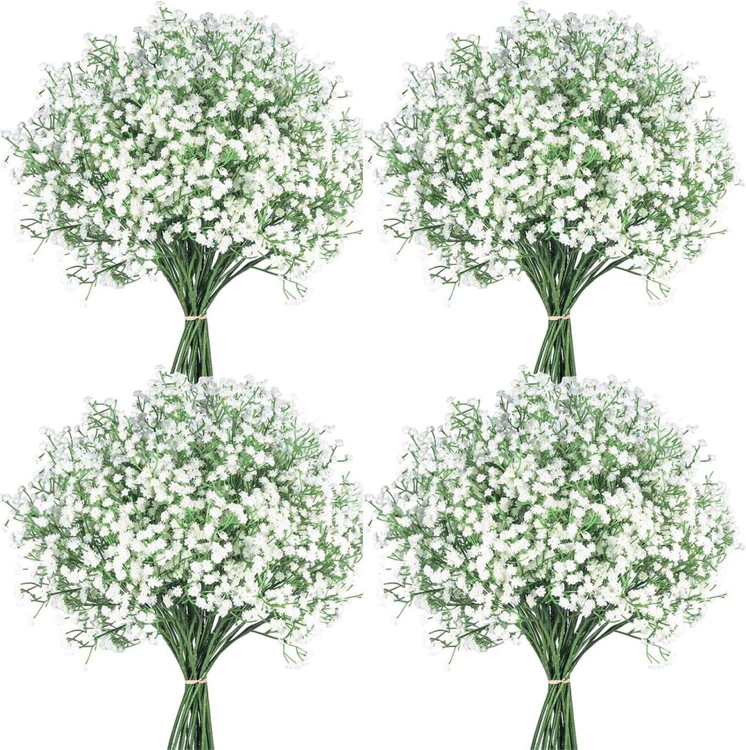 36 Pcs Babys Breath Artificial Flowers, Baby Breath Flowers Artificial Bulk Long Stem Fake Babies Breath Faux Gypsophila White Flowers Artificial for Decoration (No Eucalyptus Stems)