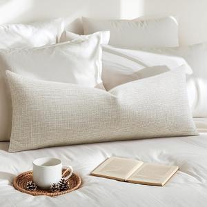 OTOSTAR Linen Throw Pillow Cover Set of 1 Decorative Long Lumbar Pillowcase Rectangle Cushion Cover 14x36 Inch for Home Decor Sofa Bedroom Car 35 x 90CM Beige