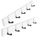 KYSMOTIC 2 Pack Wooden Wall Mounted Folding Rack, Modern Wall Floating Coat Hook Rack Space– White 5 Hooks