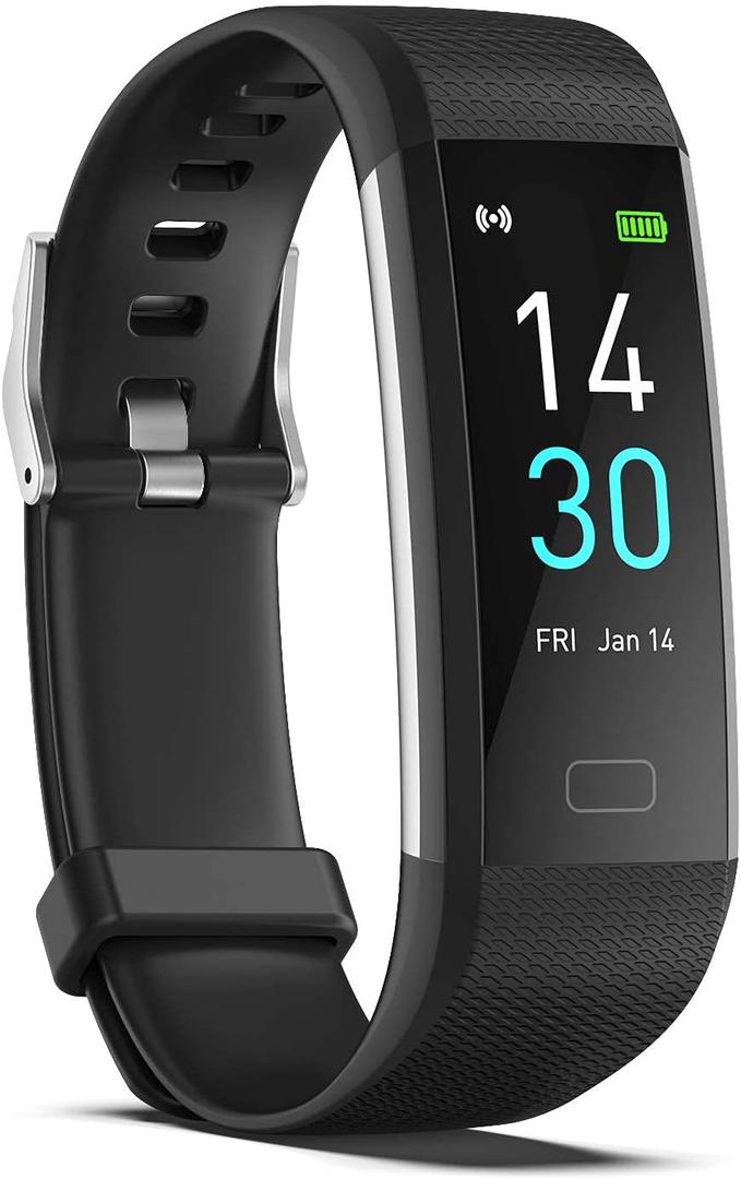ENGERWALL Fitness Tracker with Step Counter/Calories/Stopwatch, Activity Tracker with Heart Rate Monitor, IP68, Health Tracker with Sleep Tracker, Smartwatch, Pedometer Watch for Women Men Kids (Black)