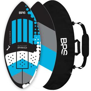 BPS New Zealand Gator PRO High Performance Fiberglass Skimboard with Padded Carry Bag Made from Recycled Plastics Performance Skimboard with Custom Traction Pads for Kids Adults Choose from 3 Sizes (44-Inch)