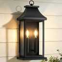 Large Outdoor Wall Lights Outside Lights, Exterior Lighting Fixtures Wall Mount, Wall Sconce Light Outdoor Lanterns for Porch, Black 18 inch 2-Light, 1-Pack
