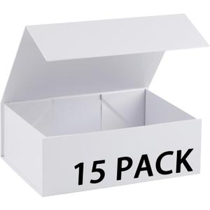 15 Pack Magnetic Gift Box With Lid 10x10x5,White Gift Boxes Bulk,Luxury Bridesmaid Proposal Box,Small Magnetic Closure Box Boxes For Presents,Wedding,Business, 1 count
