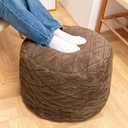 Unstuffed Pouf Cover No Filler Storage Ottoman, Multi-Functional Footrest & Floor Chair for Living Room, Bedroom, Balcony (Coffee, 26x26x18 Inches)
