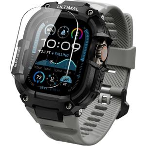 ULTIMAL Rugged Band with Case for Apple Watch 49mm, Military-Grade Shockproof Protective Strap for Men, All-in-One Outdoor Sport Watch Band Compatible with Apple watch Ultra 3/2/1 (Grey)