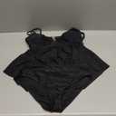 Tankini Swimsuits for Women Tummy Control Two Piece Bathing Suit V Wire Neck Flowy Swimwear Top with Bottom (Large, Black)