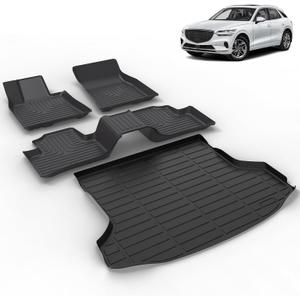 All Weather Car Floor Mats & Cargo Liner Set Fit for Genesis GV70 (Not fit Electrified) 2022 2023 2024 2025 2026 Floor Liners Trunk Liner GV70 Cargo Mat Accessories Black