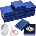 Swpeet 12Pcs Royal Blue 3.53.51 Inch Cardboard Jewelry Gift Boxes with Scissors and Polyester Ribbon, Necklace Earring Bracelet Boxes Gift Case Ideal for Jewelry Storage Packaging Display