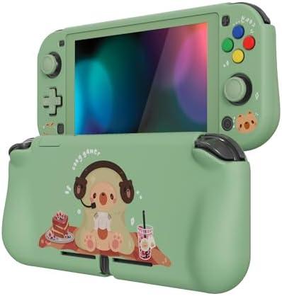 PlayVital ZealProtect Protective Case for Nintendo Switch Lite - Enhanced Grip, for Nintendo Switch lite Ergonomic Hard Shell with Screen Protector, Thumb Grips & Button Caps - Cozy Gamer Bear