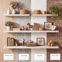 24x8in Floating Shelves 2 Pack, Wall Mount Display Shelf, White Washed, 24x8x1.4in, Set of 2
