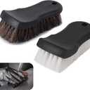 Upholstery Brush, Upholstery Brush Set, Leather Cleaning Brush, Carpet Brush Car Cleaning Brush, Long Bristle Horse Hair Car Cleaning Brush for Car Interior Leather Seat and Home Furniture