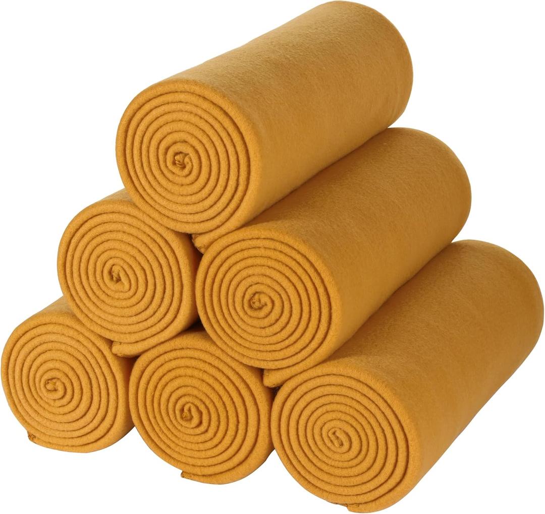 CAI TENG Fleece Throw Blanket Bulk 6 Pack Kid Blankets Soft Lightweight Cozy Polar Fleece 50 x 60 Throws Solid Pet-Friendly Bed Sofa Couch Fleece Fabric Travel Wedding Outdoor Mustard Yellow